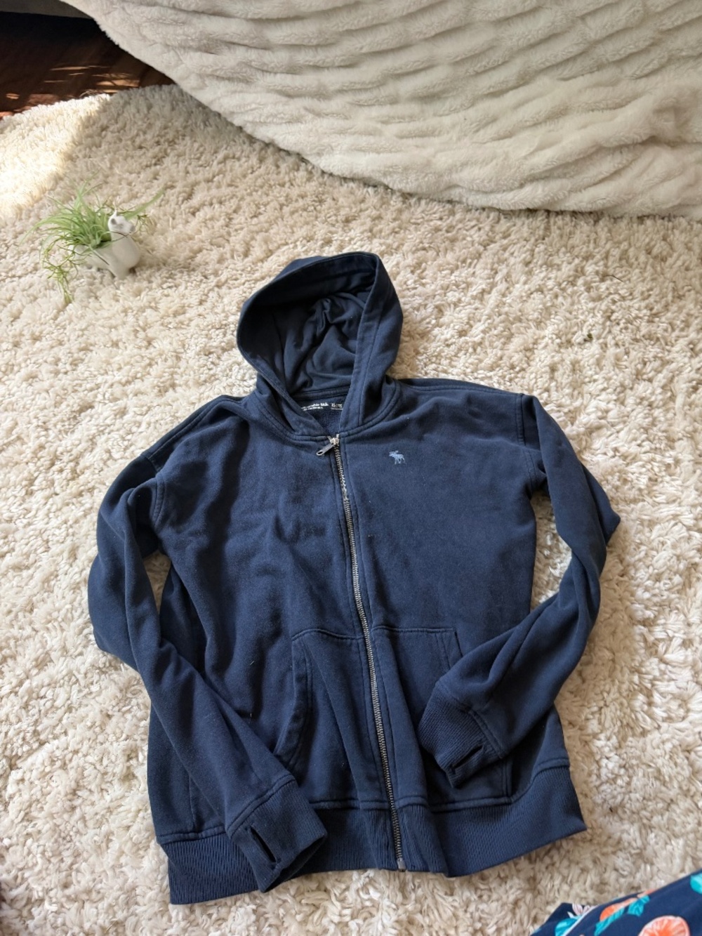 Classic abercrombie kids fall, comfortable, athletic Navy Full-Zip Hoodie with H